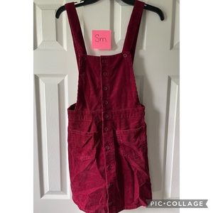 Burgundy Corduroy Overall Dress, Size small